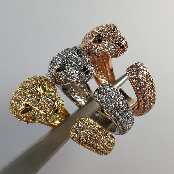 Anel Panthere GRANDE para homem designer de diamante esmeralda Banhado a ouro 18K T0P qualidade contador de alta qualidade moda estilo clássico presente de aniversário 004