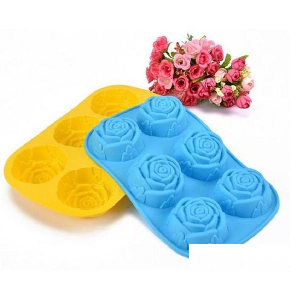 Stampi da forno Serie Sile Rose Stampi per cioccolato Jelly Ice Fashion Cake Mod Bakeware 26X16.5X3Cm Drop Delivery Home Garden Kitchen Dini Dhckm