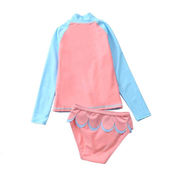 Pieces 2 ~ 10y bambino bambine guardie cutanee maniche lunghe Girlsuit costume da nuoto per bambini abito da bagno per nuotare per ragazza-SW456