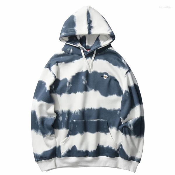 Felpe con cappuccio da uomo Uomo Hip Hop Pullover in pile invernale Tie Dye a righe Wave Harajuku Urban Streetwear 2023 Felpe con cappuccio in cotone autunno