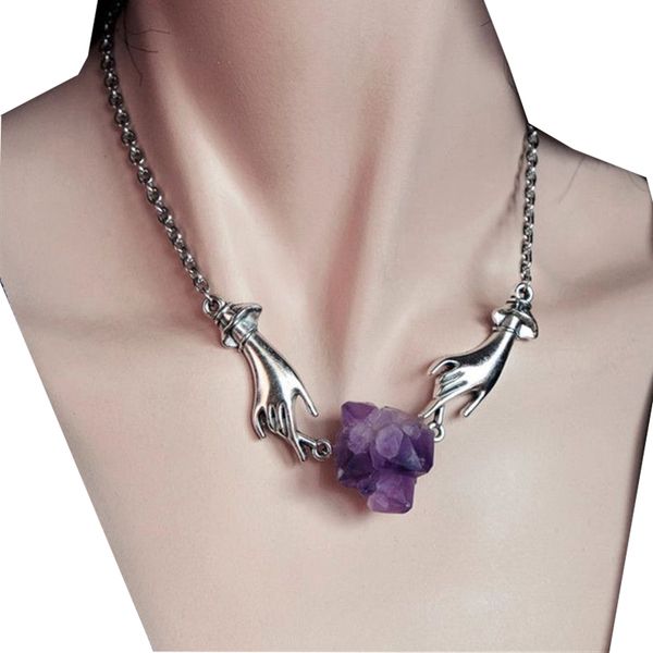 Mode natürlichen Kristall rauen Stein Amethyst Anhänger Energie Heilung Edelstein Halskette Charms Mineralstein Schmuck für Frauen