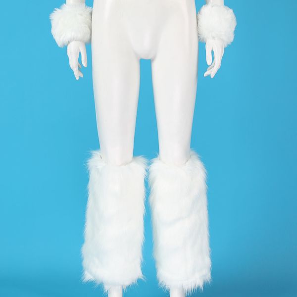Socken Strumpfwaren Damen Mädchen Mode Winter Warme Stiefelüberzüge Kunstpelz Pelzige einfarbige Beinwärmer mit Manschetten Japanische Knieärmel-Beinabdeckung 230310