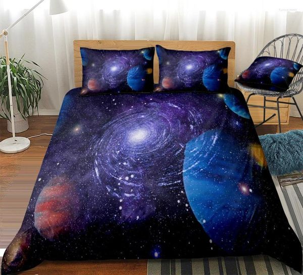 Set di biancheria da letto Universo Set copripiumino Galaxy Star Boys Teens Tessili per la casa Copriletto in microfibra Dark Cartoon Bed