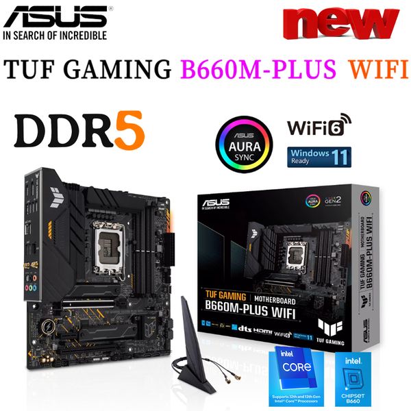 Scheda madre LGA 1700 ASUS TUF GAMING B660M-PLUS WIFI Supporto CPU Intel Core 13a e 12a generazione DDR5 128GB PCI-E 5.0 Scheda madre M.2