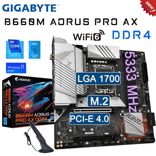 Gigabyte B660M AORUS PRO AX DDR4 Новая Intel B660 D4 PCI-E 4.0 5333 (O.C.) MHZ 128 ГБ поддержка 12 Gen Socket LGA 1700 Материнская плата