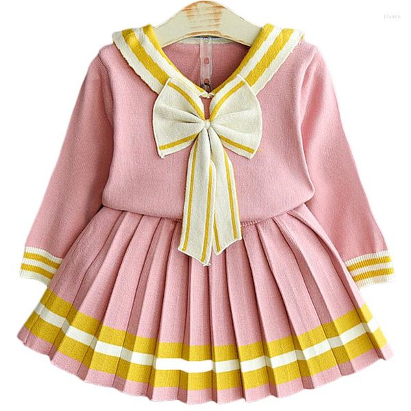 Kleidung Sets Baby Girls Prinzessin Pullover Jacke Mantel Rock Set Kleinkind Kinder Strickkleidung Kinder Anzüge für 1-4 Jahre Trage