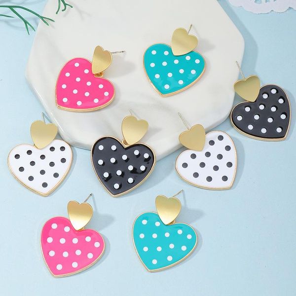 Baumelnde Ohrringe Tredny Schmuck Polka Dot Herz Tropfen Für Frau Mädchen Böhmische Aussage Candy Farbe Bijoux Brincos Weibliche Geschenke