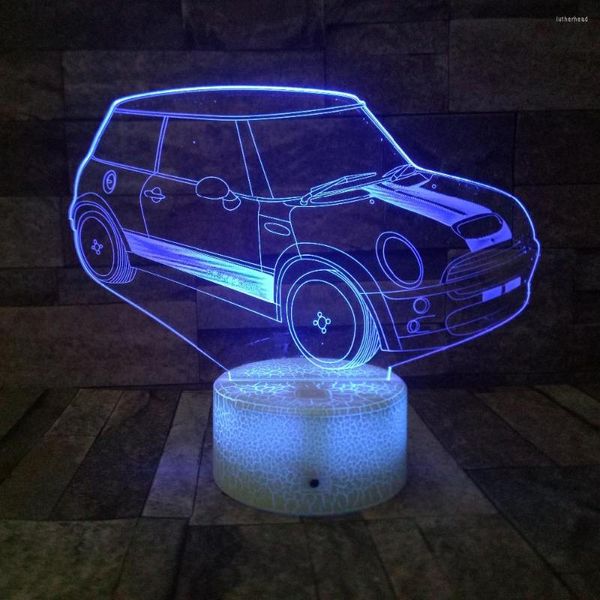 Gece Işıkları Akşam Yemeği Araba 3D Lamba 7 Renk Değiştiren İllüzyon Yenilik Led Çocuk Hediye Masa Ev Kahve Dükkanı Bar Dekor