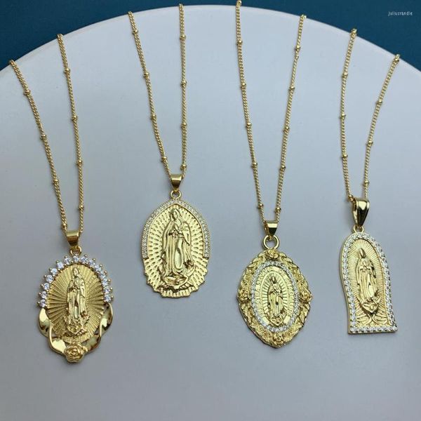 Подвесные ожерелья металлические хрустальные стразы Священная девственница Гвадалупе Женское ожерелье для девочек 2023 Религия