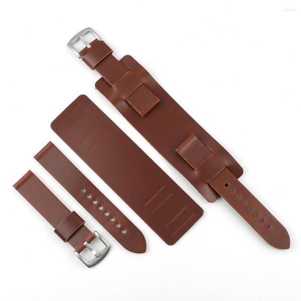 Cinturini per orologi cinturino in pelle di vacchetta marrone retrò cinturino da 20 mm per prevenire l'allergia cinturino da polso per uomo donna accessori di ricambio