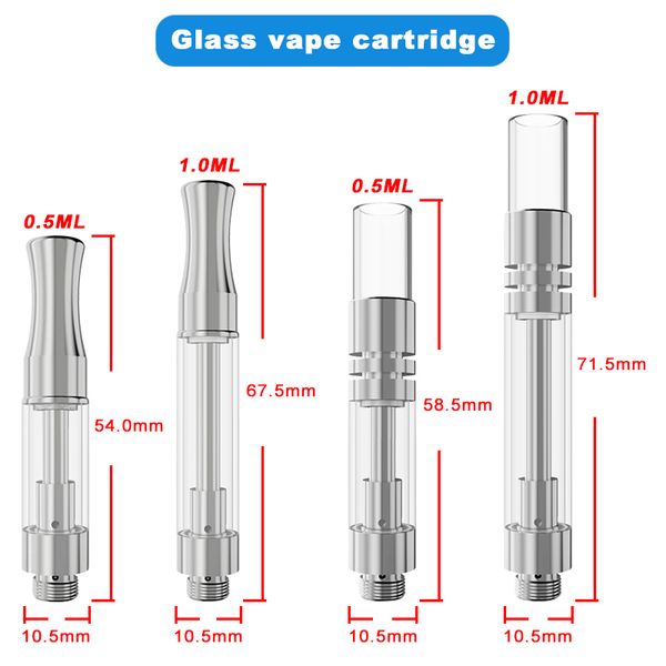 Son çıkan cam kartuş tankı yağ buharlaştırıcı vape kalem stylus yağ atomizer cam uçlu ve metal uçlu 510 cam kartuşları