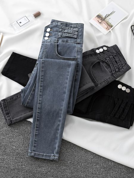 Jeans da donna Jeans da donna Estate a vita alta Slim Era alto, sottile e versatile Pantaloni stretti azzurri 230310