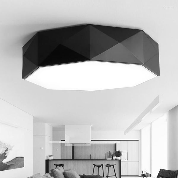 Plafoniere da ufficio Lampada da pannello a LED nera da lavoro Lampada da studio con paralume in acrilico bianco Lampade da cucina moderne geometriche per camera da letto con balcone