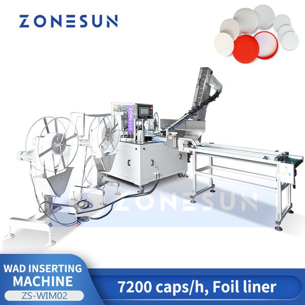 Zonesun Indução automática Máquina de inserção de alumínio de alumínio Plástico Plástico Pacote de tampa de tampa de tampa de tampa Vibratória ZS-WIM02