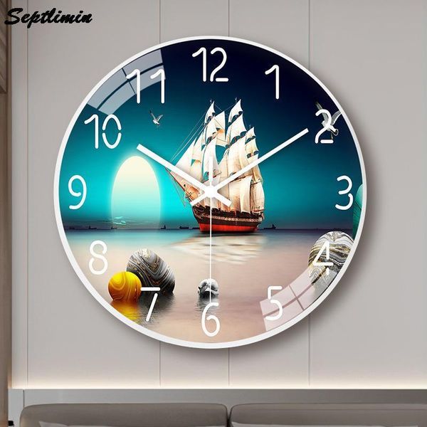 Orologi da parete Orologio da parete piccolo da 8 pollici Adesivi con pesci artistici Natura morta Design moderno Orologio silenzioso Soggiorno Camera da letto Decorazioni per la casa Orologi 230310