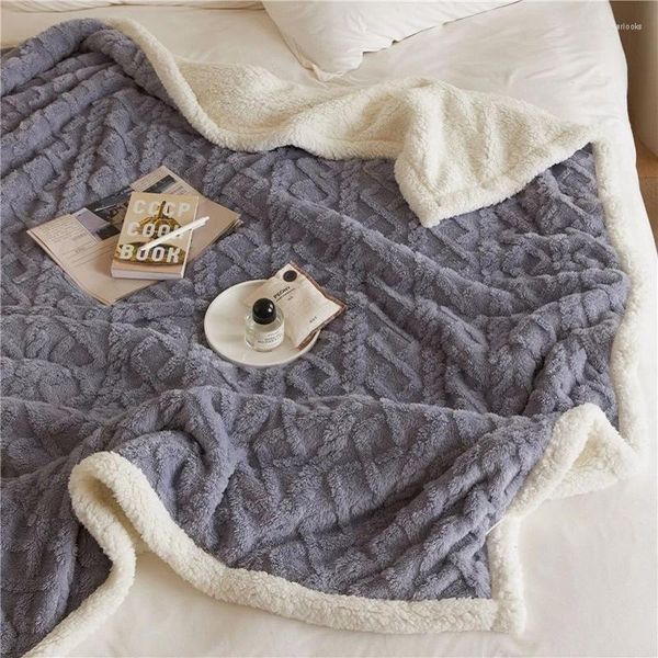 Cobertores 150 200 cm de espessura Cordeiro de inverno Campa de dupla camada sherpa Plandela de lã de pelúcia para o sofá de cama Mantas quente