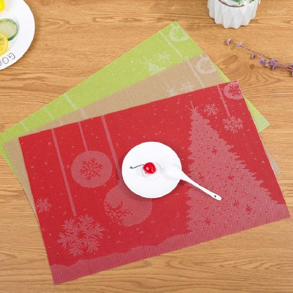 Guardanapo de mesa Modern Christmas Life 4 Peças Definir tapetes de cozinha Cotton PVC Snowflake Pattern Placemats Decorative Placemats