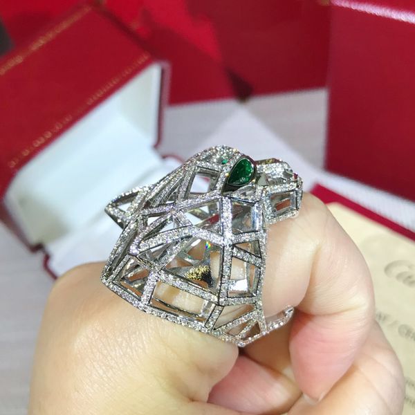Pantera anel grande para feminino designer para homem casal diamante ouro banhado 18k t0p qualidade mais alta qualidade moda moda luxury clássico estilo requintado 014