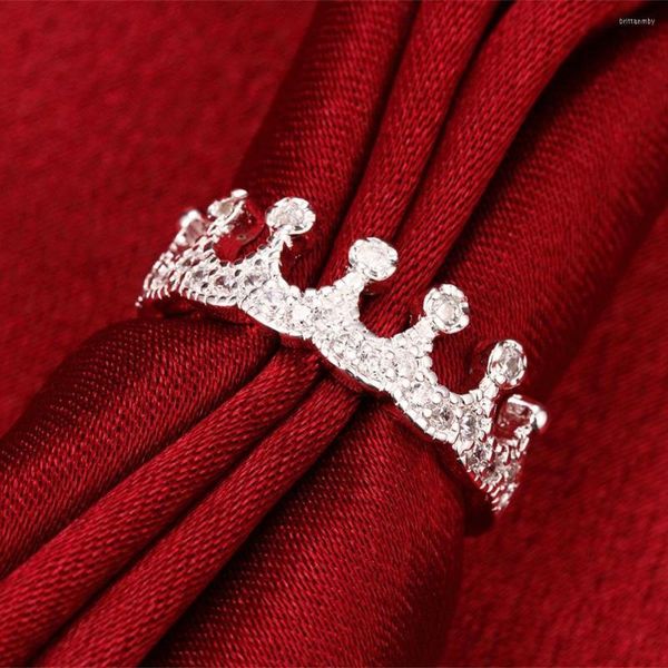 Anéis de casamento Sterling Silver Jewelry Crown Anel Feminino Vintage