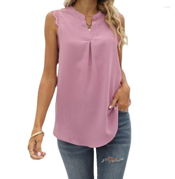 Camicette da donna Camicia da donna in chiffon Estate senza maniche Top Camicie da donna Pullover Stile europeo Casual Blusa Feminina