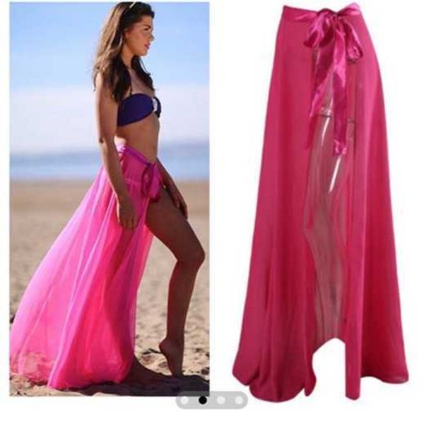 Costumi da bagno da donna Estate Sexy Bikini da donna Cover Up Sheer Beach Maxi Wrap Bandage Split Skirt Sarong Pareo Casual Cover-up Beachwear Y230311