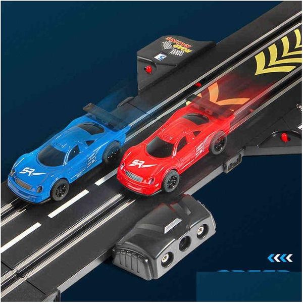 Diecast Model Cars S 1 43 RC Acessórios ferroviários Toy Racha elétrica Veículo Double Battle Battle Speedway Profissional Slot Car Circui DH1TQ