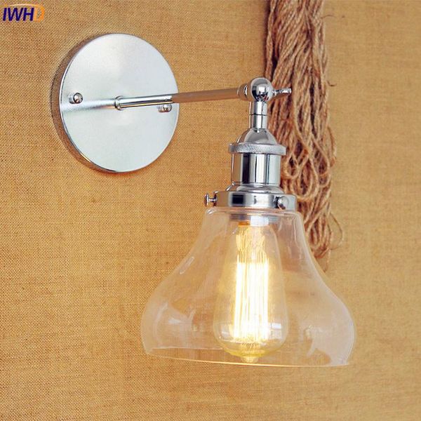 Wandleuchte IWHD Antik Vintage Retro Lichter Bar Kaffee Silber Glas Industrie Edison Wandleuchte LED Treppenlicht