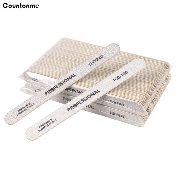 Lime per unghie 50Pcs100Pcs Lima per unghie in legno Stick forte e spesso 100180 Lima per tamponi in legno 180240 Grit Emery Board Manicure Fornitura per unghie in acrilico 230310