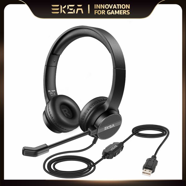 H12E Office Headset On-Ear USB Wired Fones de ouvido com o Microphone Enc Call Center Headset Gamer para PC Laptop Skype