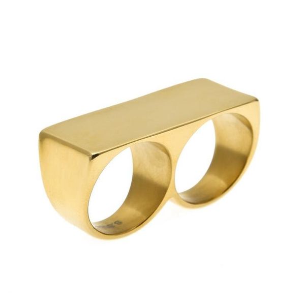 Ленточные кольца Mens double Finger Fashion Ship Hop Jewelry Высококачественная из нержавеющая сталь доставка золота Dh1qe