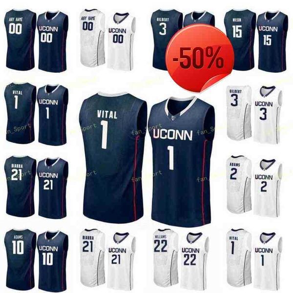 Maglia da basket Uconn Huskies 22 Kwintin Williams 22 Terry Larrier 23 Akok 23 Maya Moore Custom Ed