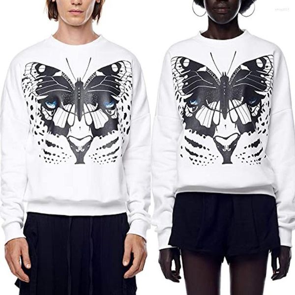 Männer Hoodies Männer Frauen Pullover Harajuku Sweatshirt Spleißen Schmetterling Print Streetwear Langarm Grafik Weiß Tops Sudadera Mujer