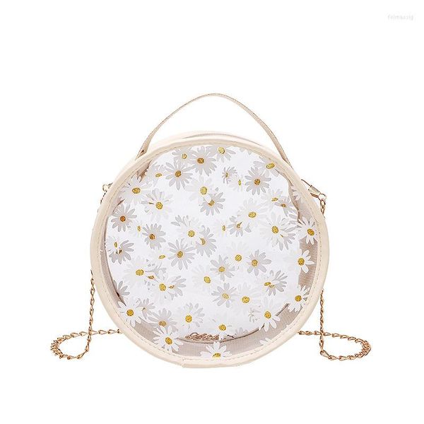 Bolsas de noite Daisy Pattern ombro Bolsa de hardware Chain Correia colorida Bola redonda transparente Acessórios de vestido de verão para mulheres Presente de meninas