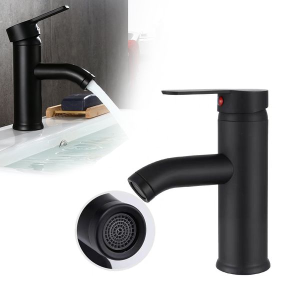 Rubinetti per lavabo da bagno Rubinetto per lavabo in acciaio inossidabile e acqua fredda Lavabo per la casa minimalista nero europeo Rubinetto per lavabo da bagno Tapisseries 230311