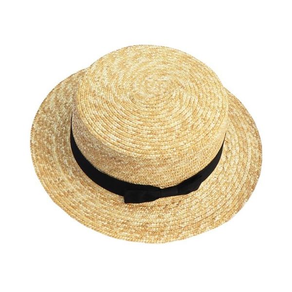 Chapéus largos de abrangência Sum Summer Sun para mulheres Chapeau Feminino Straw Hat Panamal Style Cappelli Side com Bow Beach Bucket Cap Girl Topeeewide