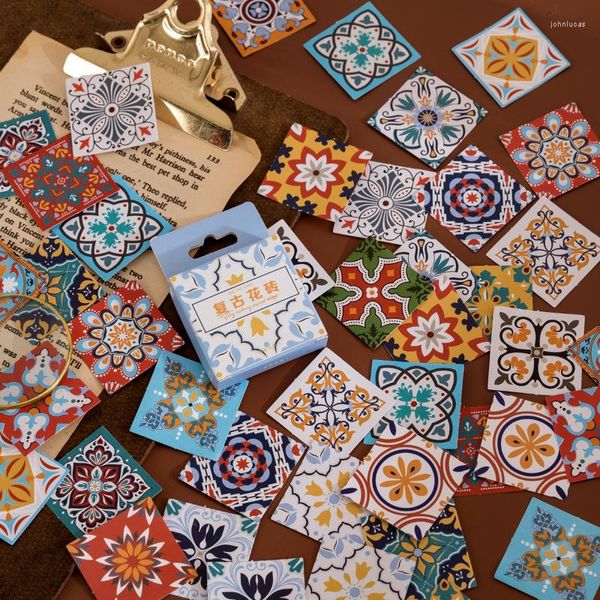 Hediye Sargısı 46pc/Pack Kawaii Kağıt Sticker Set Vintage Tuğla Kırtasiye Çıkartmaları Cam Şişe için Yapıştırıcı Dekoratif Etiket DIY Scrapbooking