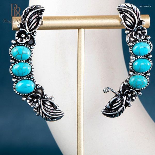 Brincos de bronzeamento de bronzeado Vintage Turquoise Long Drop For Women Antique Silvercolor Feminino Brincho Jóias Presente de Jóias