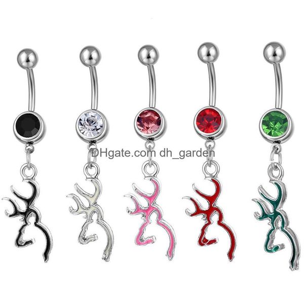 Nabel-Klingelknopf-Ringe D0067 Browning Deer Bauchring Mix Farben Drop Lieferung Schmuck Körper Dhgarden Dhtnt