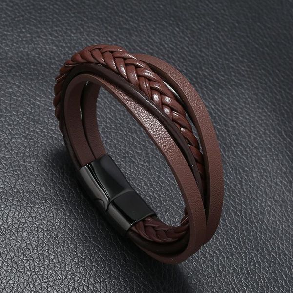 Bracelets de tênis jóias masculinas pulsões de couro trançado a pulseira vintage de imã de imã de magle
