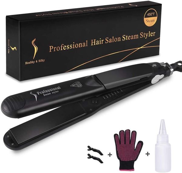 Alisador de cabelo a vapor profissional 2 em 1 Vapor de cerâmica Cabelado Salão de ferro Ferramenta de estilo de caralho 230310