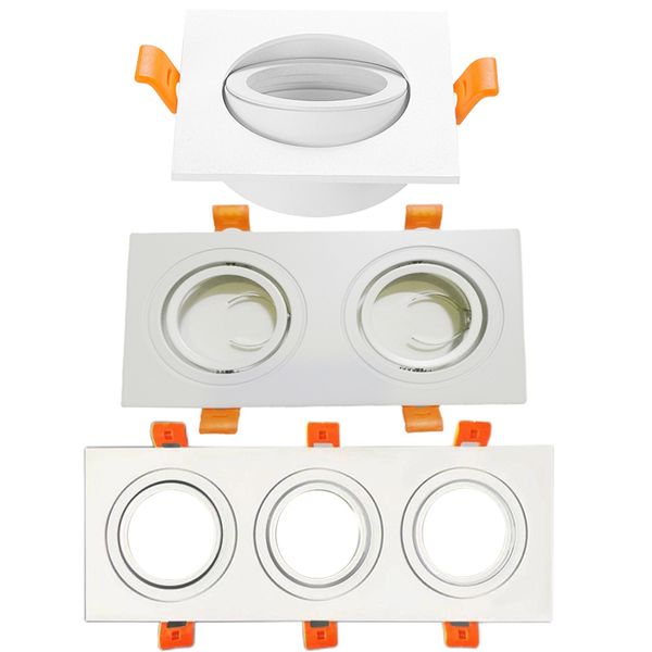 Bianco Nero Incorporato Doppia Testa Quadrata Accessori per l'illuminazione Supporto per faretto Supporto per luce LED Anello per tazza luminosa MR16 Light Holde GU10 Anello luminoso oemled