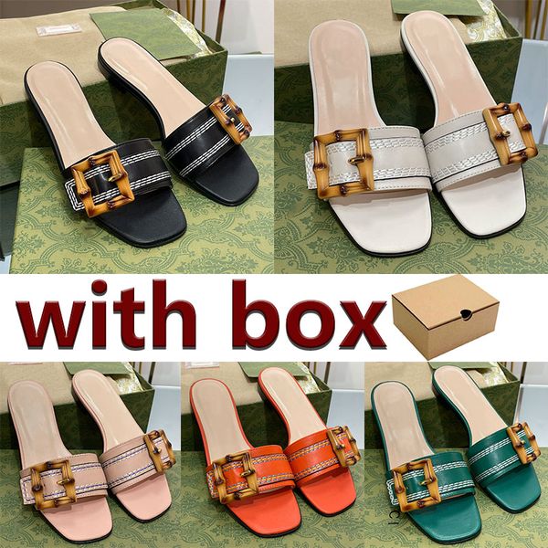 Lüks yeni flip flop bambu toka sandal terlik deri kadınlar bahar yaz düz kaymaz terlik sandal moda rahat yumuşak dikiş açık ayak parmağı boyutu 35-40