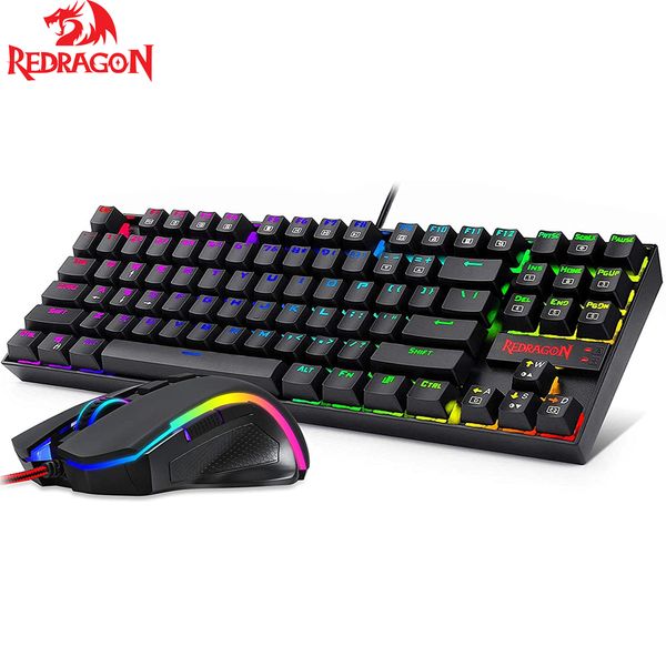n tastiera set di mouse set K552-RGB-BA Tastiera da gioco meccanico e LED RGB RGB cablato per mouse 60% per i giocatori di PC Windows