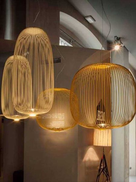 Lâmpadas pendentes Remote Foscarini Spokes 1/2 Luzes Modern Led Hanglamp Loft Industrial Bird Cage Lustre Suspensão