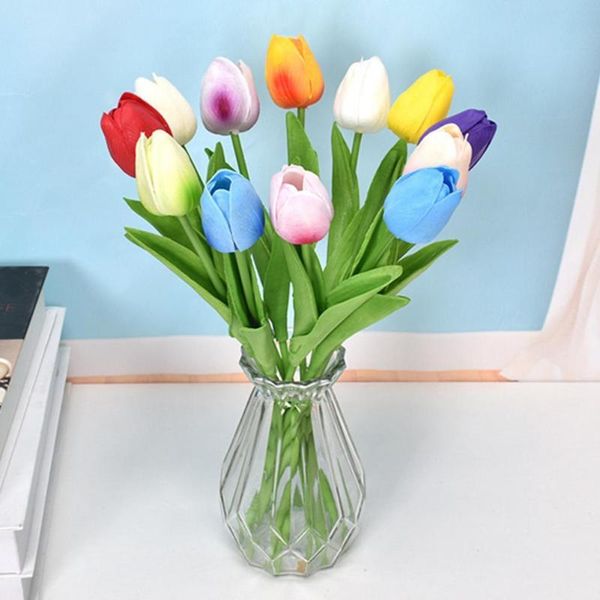 Dekorative Blumenkränze, 10 Stück, künstliche, zarte, realistische, bunte Tulpen-Blumenzweige für Hochzeit, Haushaltsbedarf