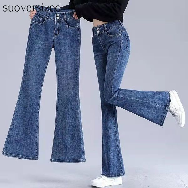 Damen Jeans Flare Jeans Frauen Vintage Denim Capris Hohe Taille Knopftasche Knöchellange Hosen Streetwear Jogginghose Cow Boy Hose Mujer 230311