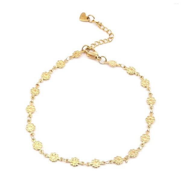 Fußkettchen 1PC Gold Farbe 304 Edelstahl Fußkettchen Für Frauen Männer Schmuck Silber Blume Herz Stecker Charms Großhandel Versorgung