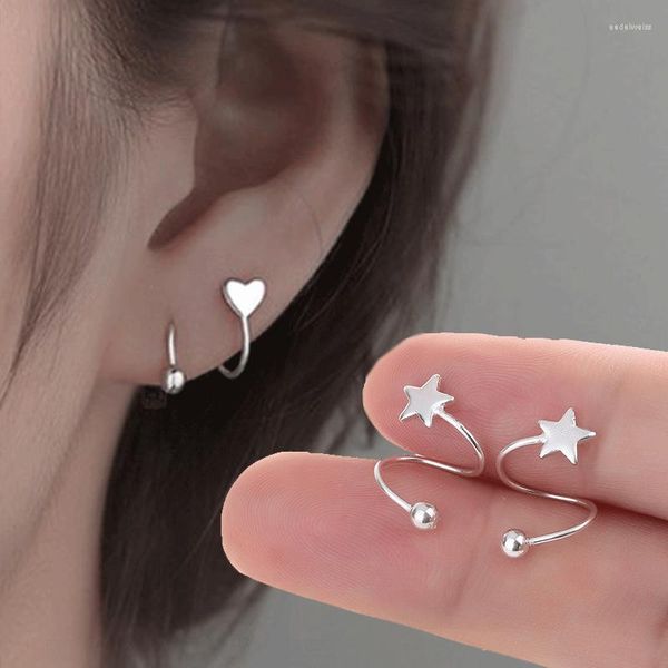 Brincos de garanhão 1pcs metal parafuso de parafuso estrela coração orelha fivela de fivela de onda giratória mini para mulheres jóias de moda