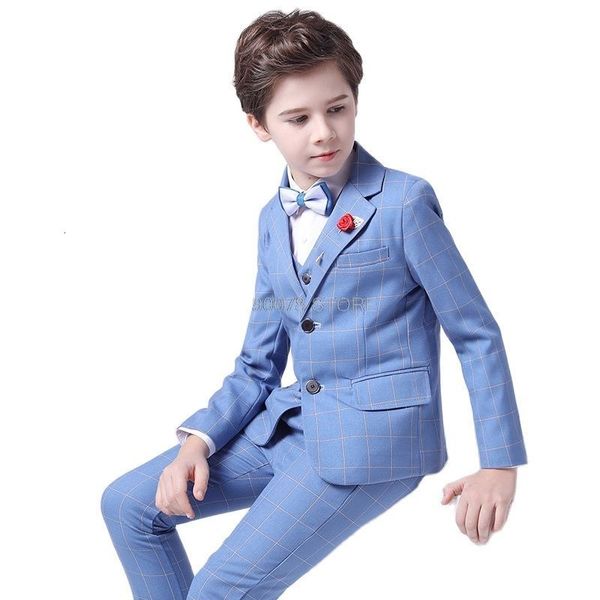 Ternos da marca Flores de meninos Terno formal Campus de casamento Tuxedo Dress Gentleman Kids Jacket Colrent Calças 3pcs Ceramony Costume 230310