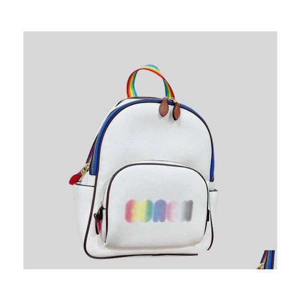 Outras bolsas HH Rainbow Versátil Charlie Backpacks Colorf School Bag Printing Viagem Backpack Designer de luxo Moda de couro genuíno DH3FV